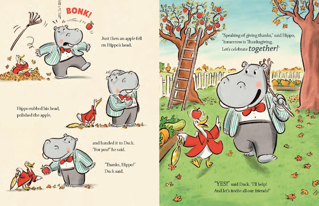 Duck and Hippo Give Thanks by Jonathan London Illustrated by Andrew Joyner