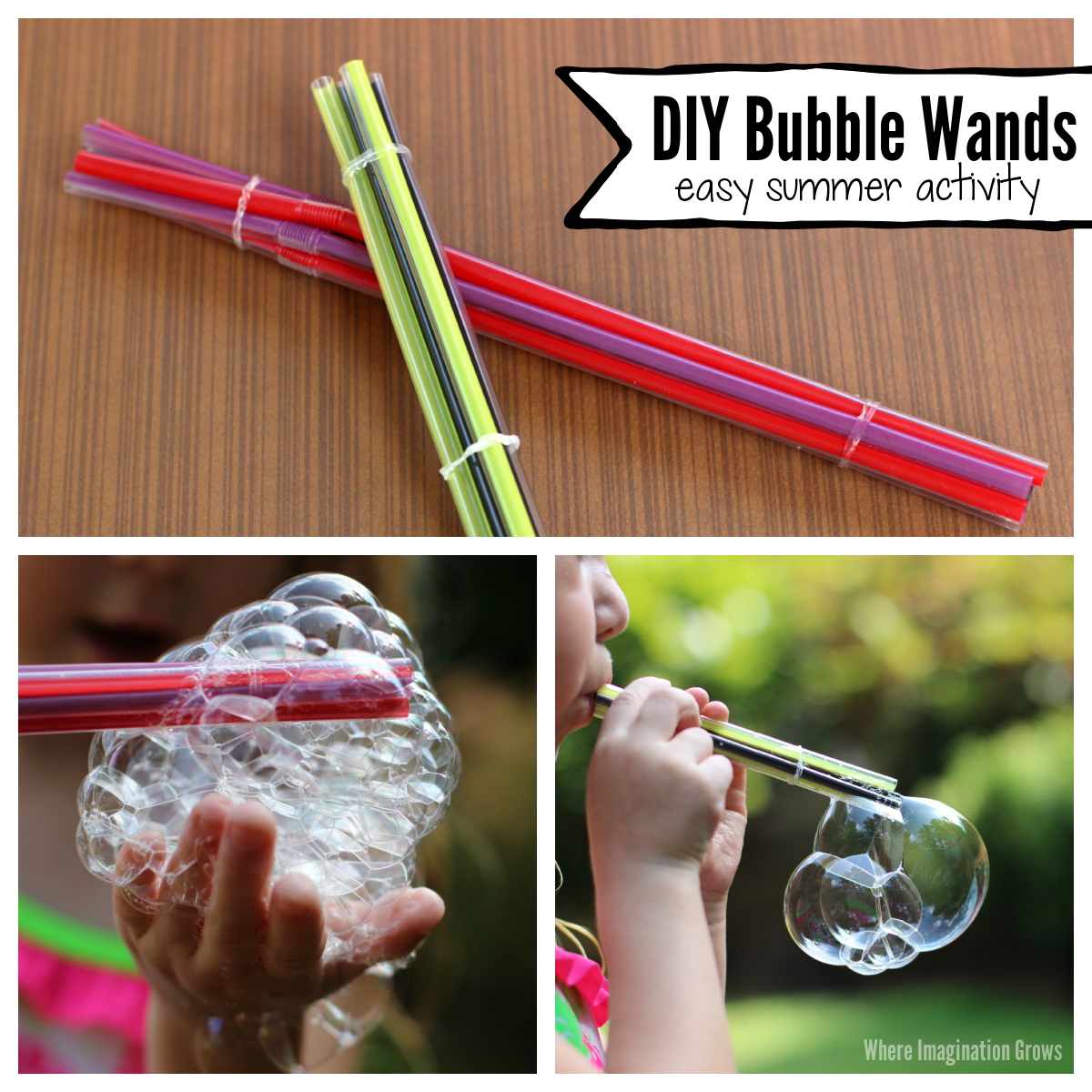 DIY Straw Bubble Blower Images